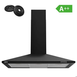 CIARRA Hotte Aspirante 90cm A++ 370 m³/h 3 Vitesses 2pcs Filtre Actif Recyclage ou Evacuation Filtrant dair Noir