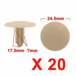 SOURCING MAP 20Pcs Rivet en plastique Trou 7mm Tête 24.5mm Clip de retenue Garniture porte voiture Beige