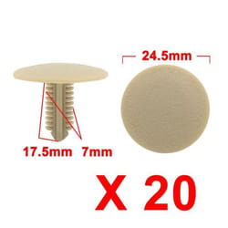 SOURCING MAP 20Pcs Rivet en plastique Trou 7mm Tête 24.5mm Clip de retenue Garniture porte voiture Beige