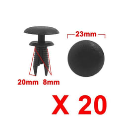 20 pcs 8mm x 20mm x 23mm Clips fixation rivets plastique pour aile voiture