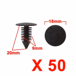 sourcing map 50Pcs Rivet plastique Clips poussoir retenue Trou 9mm Noir Voiture porte