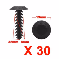 SOURCING MAP 30Pcs Noir Voiture plastique à enfoncer rivets fixation Clips pour trou 8mm diamètre