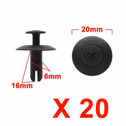 SOURCING MAP 20Pcs Rivet plastique noir Poussez tige fixation agrafes retenue 6mm pour voiture Auto