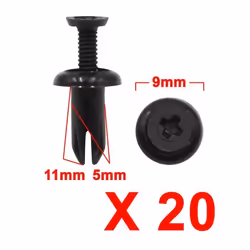 SOURCING MAP 20Pcs Voiture Plastique enfoncer Fixation Agrafes Rivet Bouclier 5mm x 9mm x 11mm Noir