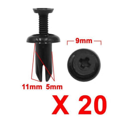 SOURCING MAP 20Pcs Voiture Plastique enfoncer Fixation Agrafes Rivet Bouclier 5mm x 9mm x 11mm Noir