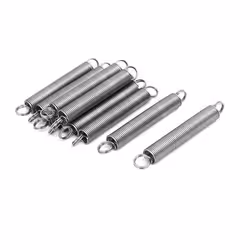 Ressort de tension SOURCING MAP 8mm OD 0.8mm Dia fil 60mm Longueur Inox 304 Ressort de traction Ressort crochets Argenté 10Pc ...