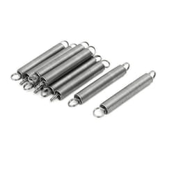 Ressort de tension SOURCING MAP 8mm OD 0.8mm Dia fil 60mm Longueur Inox 304 Ressort de traction Ressort crochets Argenté 10Pcs