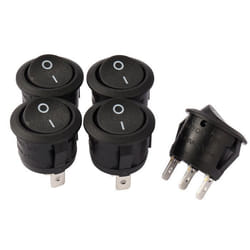 Interrupteur SOURCING MAP 5Pcs AC250V/10A 125V/12A 3P SPST I/O Rond Bouton Interrupteur à Bascule Bateau Bascule On/Off