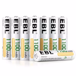EBL 8pcs AAA Piles Rechargeables 1100 mAh 1.2V Ni-MH Plus de 1200 Cycles