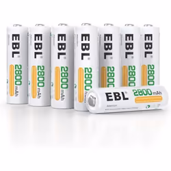 EBL 8PCS AA Piles Rechargeables Ni-MH 2800mAh