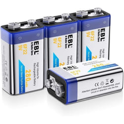 Piles Rechargeables 9V - EBL - Lot de 4 - Ni-Mh - Longue Durée - Faible Auto-Décharge