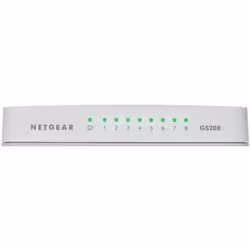 NETGEAR GS208 Non-géré Gigabit Ethernet (10/100/1000) Blanc
