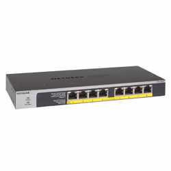 NETGEAR GS108LP Non-géré Gigabit Ethernet (10/100/1000) Connexion Ethernet, supportant l'alimentation via ce port (PoE) 1U Noir, Gris