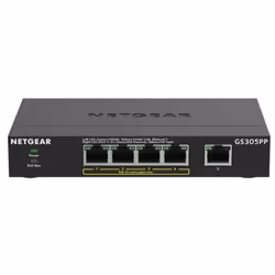 NETGEAR GS305PP Non-géré Gigabit Ethernet (10/100/1000) Connexion Ethernet, supportant l'alimentation via ce port (PoE) Noir