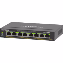 NETGEAR 8-Port Gigabit Ethernet PoE+ Plus Switch (GS308EP) Géré L2/L3 Gigabit Ethernet (10/100/1000) Connexion Ethernet, supportant l'alimentation via ce port (PoE) Noir