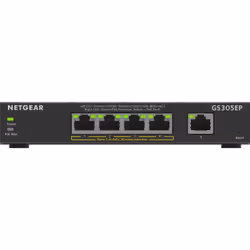 NETGEAR 5-Port Gigabit Ethernet PoE+ Plus Switch (GS305EP) Géré L2/L3 Gigabit Ethernet (10/100/1000) Connexion Ethernet, supportant l'alimentation via ce port (PoE) Noir