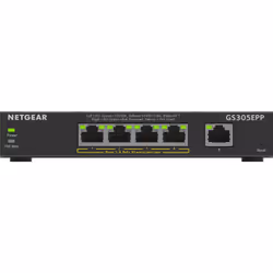 NETGEAR 5-Port Gigabit Ethernet High-Power PoE+ Plus Switch (GS305EPP) Géré L2/L3 Gigabit Ethernet (10/100/1000) Connexion Ethernet, supportant l'alimentation via ce port (PoE) Noir