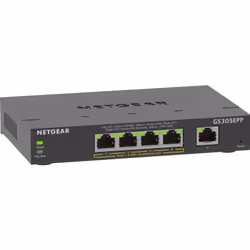 NETGEAR 5-Port Gigabit Ethernet High-Power PoE+ Plus Switch (GS305EPP) Géré L2/L3 Gigabit Ethernet (10/100/1000) Connexion Ethernet, supportant l'alimentation via ce port (PoE) Noir - Vue supplémentaire 4