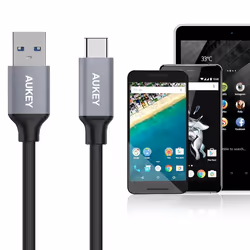 AUKEY CB-CD2 câble USB USB 3.2 Gen 1 (3.1 Gen 1) 1 m USB C USB A Noir, Gris