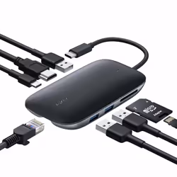 AUKEY CB-C71, 100 W, Noir, MicroSD (TransFlash), MicroSDHC, MicroSDXC, SD, SDHC, SDXC, HDMI, RJ-45, Thunderbolt 3, USB 3.2 Ge ...