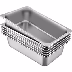 Bac Gastro Inox Alimentaire - VEVOR - 195L - Lot de 6 Plats à Four en Acier