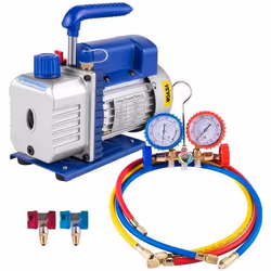 Pompe à vide 85L-min - VEVOR - 1/4 HP - Jauge du Collecteur 2 Voies - Tuyaux Multifonctionnels