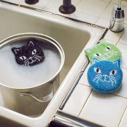 Kikkerland CU280 éponge CAT Nylon, Polyuréthane Noir, Bleu, Vert, Blanc 3 pièce(s)