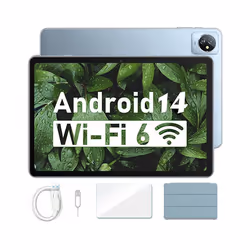 Blackview Tab 70 WiFi Tablette Tactile 10.1 pouces Android 14 2.4G+5G WiFi 6 RAM 12 Go ROM 64 Go-SD 1 To 6580mAh - Bleu