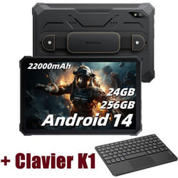 Blackview Active 8 Pro Tablette Incassable 10.36 2.4K FHD+ 16Go+256Go 22000mAh(33W) G99 48MP+16MP Android 13 Noir Avec Clavier K1