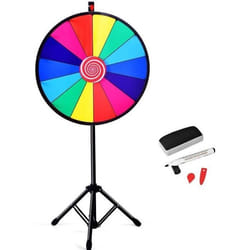COSTWAY Roue de la Fortune 24’’ sur Pied (Dia. : 61cm ) 14 Slot Prize Wheel Hauteur Réglable Stylo Effaçable Rotation Douce