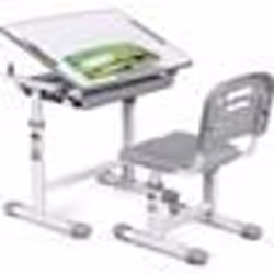 COSTWAY Bureau Enfant Ergonomique Hauteurs et Angle Réglable 0-40° Ensemble Table avec ChaisesTable à Dessin avec 1 Tiroir Gr ...