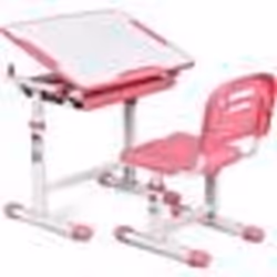 COSTWAY Bureau Enfant Ergonomique Hauteurs et Angle Réglable 0-40° Ensemble Table avec ChaisesTable à Dessin avec 1 Tiroir Ro ...