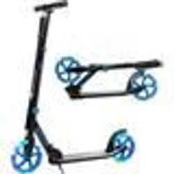 COSTWAY Trottinette Enfants Pliable 2 Roues LED Clignotantes 3 Hauteurs Ajustables avec Plateau en Aluminium Charge Max. 100KG Bleu