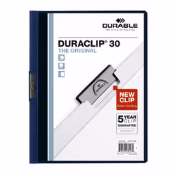Durable DURACLIP, Bleu, Plastique, 30 feuilles, A4, Clip de fixation, 1,27 kg