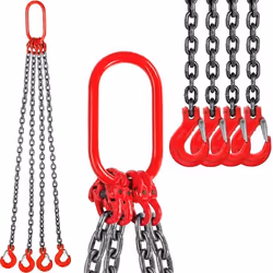 Chaîne de Levage de Poids à 4 Brin - VEVOR - 2 m - Diamètre 8 mm - Charge 4 T - Élingue de Chariot Élévateur Chaîne G80