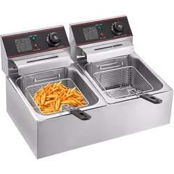 Friteuse lectrique 12L - VEVOR - Acier Inox - Double cuves amovible - 5000W - 50 200