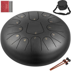 Tambour à Langue en acier - VEVOR - 12 pouces - Noir argent