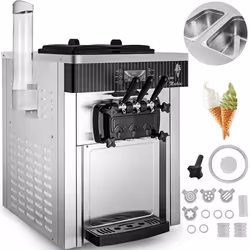Machine à Glace Italienne - VEVOR - 20-28 L/h - 2 Trémies - Acier Inoxydable