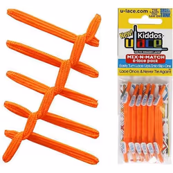 U-Lace Kiddos Mix-N-Match, Lacet de chaussure élastique, Plat, Orange, Neon Orange, Unisexe, Enfant
