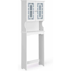 Costway - Meuble Dessus Toilette 2 Portes/Meuble wc avec Etagère Réglable/Meuble Salle de Bain-60 x 20 x 169 cm Blanc