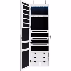 Description générale Fabriquée en MDF de haute qualité, cette armoire à bijoux est à la fois solide et durable. Avec ses comp ...