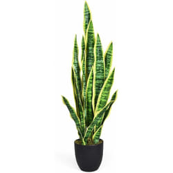 Costway - Plante Artificielle Déco. Interieur Sansevieria Trifasciata avec Pot et 20 Feuilles Arbre/ Fleur Extérieur - h 90 cm Vert