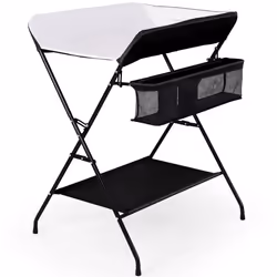 COSTWAY Table à Langer Pliante pour Bébé avec Panier de Rangement à Côté Structure en Fer Charge Max 10KG pour Nouveaux-Nés N ...