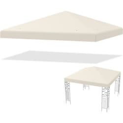COSTWAY Toile de Toit de Rechange 3 x 3 M Protection Solaire Bâche pour Tonnelle en Polyester pour Jardin Plage Parc Beige