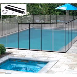 COSTWAY Barrière de Piscine Pliable 360 x 125 CM Barrière Clôture Piscine en Filet Souple Tissu Textilène avec Règle Poteaux