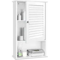 COSTWAY Armoire Murale pour Salle de Bain Armoire à Pharmacie avec Étagère Réglable avec 1 Porte Persienne et 1 Étagère Ouverte
