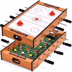 COSTWAY Babyfoot 2 en 1 : Jeu Football et Air Hockey Table de Jeu Multi-jeux Contient Tous les Accessoires