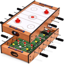 COSTWAY Babyfoot 2 en 1 : Jeu Football et Air Hockey Table de Jeu Multi-jeux Contient Tous les Accessoires