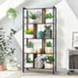 COSTWAY Bibliothèque Industrielle à 5 Niveaux 74 x 30 x 1545 CM Étagère de Rangement avec Coussinets de pied réglables