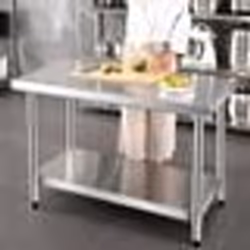 COSTWAY Table de Travail Cuisine Inoxydable Etagère Intermédiaire Réglable 915x61x90cm Charge Max 150KG Plan de Travail Inoxy ...
